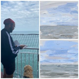 7 hours on the boat from Harwich to Hoek van Holland on a tiny dog ​​deck with Morris, so plenty of time to sketch the North Sea!

#seapainting #sketching #painting #sea #watercolor #artist #seascape #oceanpainting #artwork #seascapepainting #watercolor #artoftheday #artistsoninstagram #landscapepainting #northsea #contemporaryart #waves #paintings #seaart #seapaintings #abstractart #watercolorpainting #paint #pleinair #dog #stenalineferry